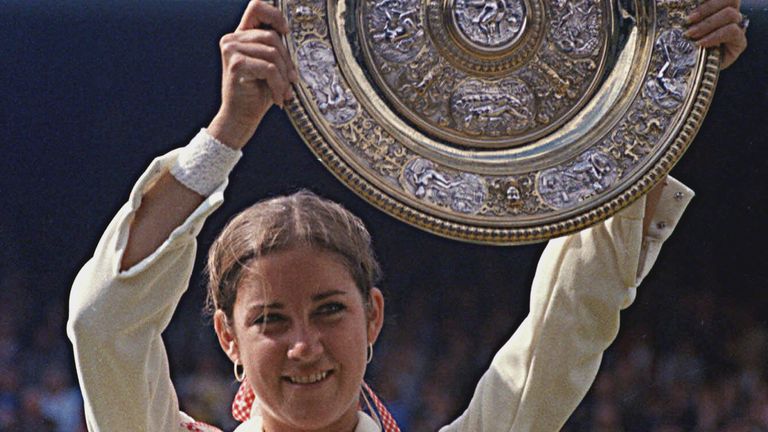 Chris Evert won the first of her three Wimbledon singles titles in 1974 (AP)