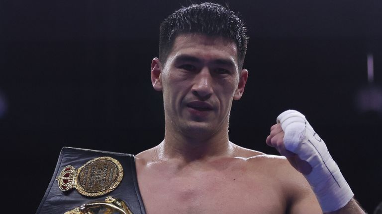 Riydah, Saudi Arabia: Dmitry Bivol v Lyndon Arthur, WBA Light Heavyweight Title Fight..23 December 2023.Picture By Mark Robinson Matchroom Boxing. .Dmitry Bivol celebrates. 