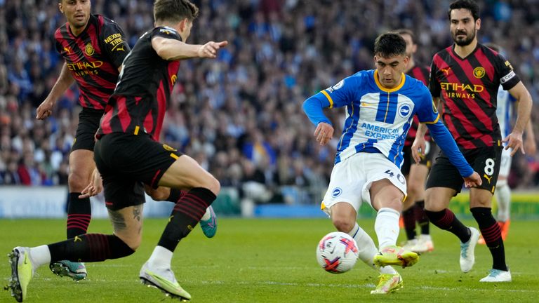 Facundo Buonanotte in action against Manchester City last season