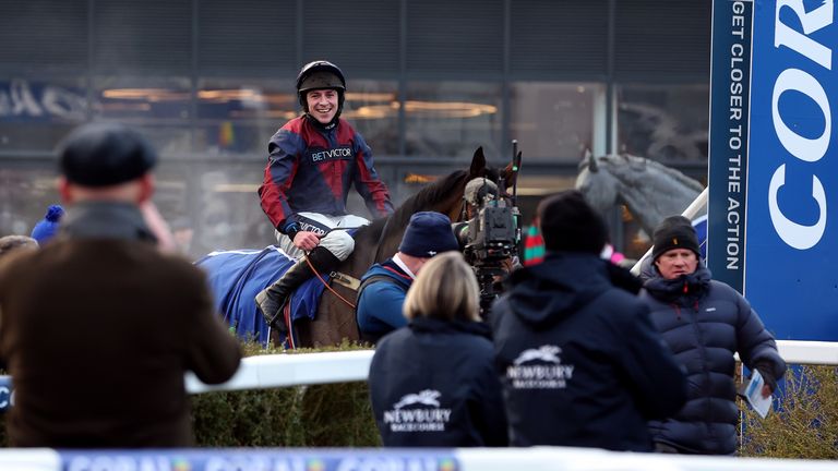 Sheehan is all smiles as Coral Gold Cup winner Datsalrightgino returns to the winner&#39;s enclosure