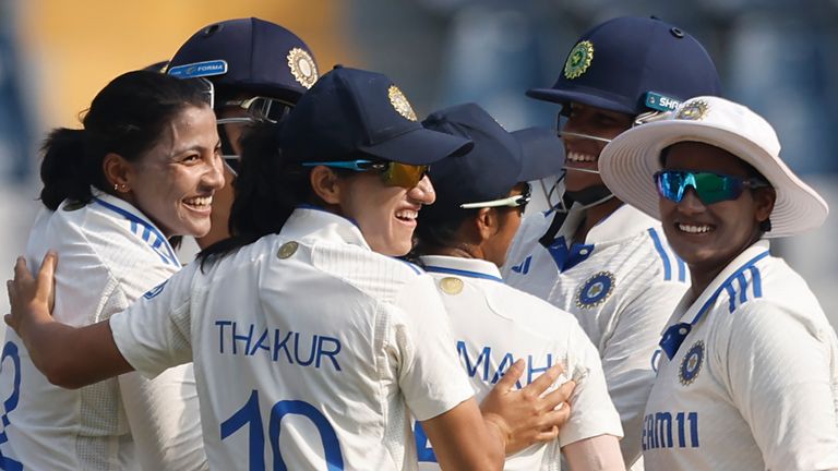 India in action against Australia in women&#39;s Test in Mumbai (Getty Images)