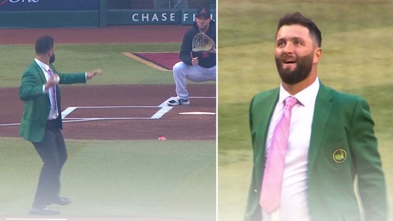 Masters champion and Arizona State University alumni Jon Rahm threw the ceremonial first pitch at the World Series between the Diamondbacks and Rangers