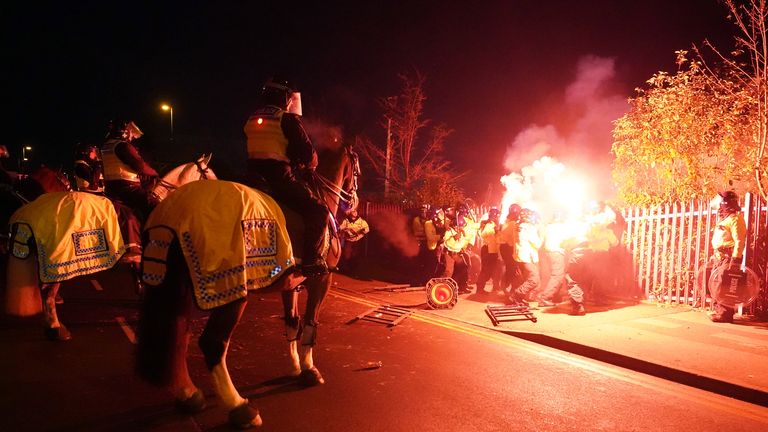 Legia Warsaw fans clash with police