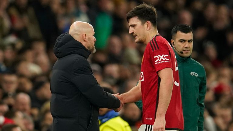 Injured Manchester United&#39;s Harry Maguire is substituted