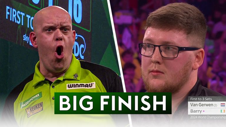 MVG hit a superb 167 checkout against Keane Barry in their clash in the first round of the World Darts Championship.