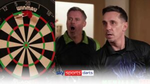 Read more about the article Gary ‘The Treble’ Neville takes on Jamie ‘Istanbullseye’ Carragher at darts! | Video | Watch TV Show