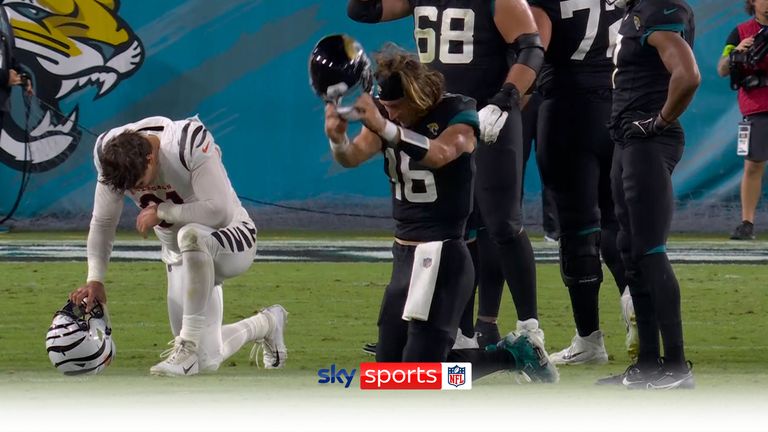 Jacksonville Jaguars quarterback Trevor Lawrence shows his frustration after suffering an injury against the Cincinnati Bengals.