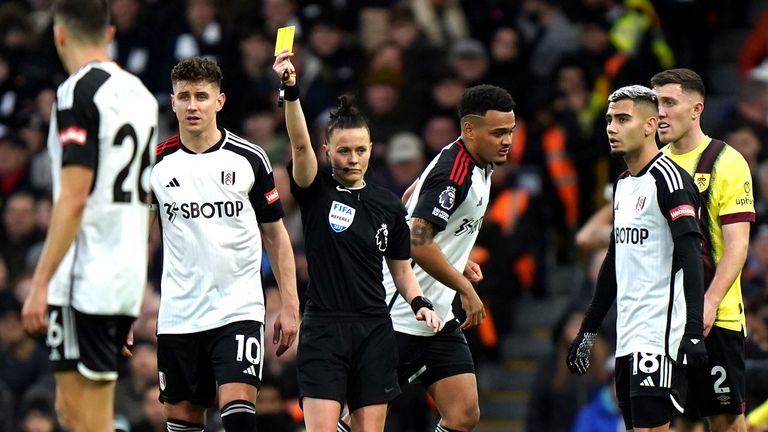 Referee Rebecca Welch books Calvin Bassey (not pictured)