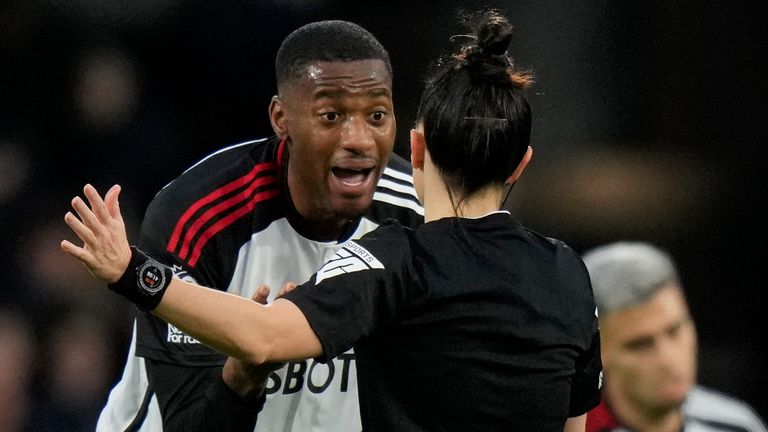 Tosin Adarabioyo speaks to referee Rebecca Welch