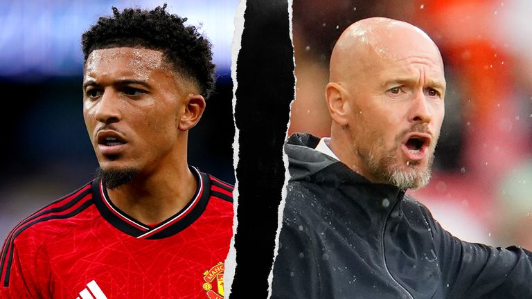 Jadon Sancho and Erik Ten Hag - credit PA/AP Photo