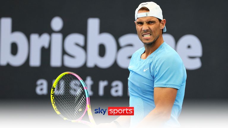 Rafael Nadal of Spain attends a training session ahead of the Brisbane International tennis tournament in Brisbane, Australia, Thursday, Dec. 28, 2023.