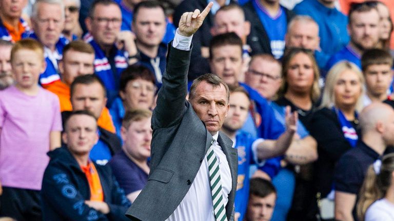 GLASGOW, SCOTLAND - SEPTEMBER 03: Celtic manager Brendan Rodgers during a cinch Premiership match between Rangers and Celtic at Ibrox Stadium, on September 03, 2023, in Glasgow, Scotland. (Photo by Craig Foy / SNS Group)