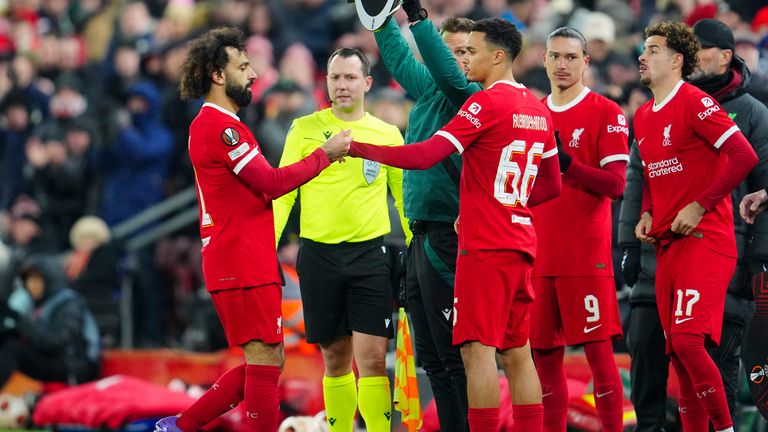 Salah was taken off almost immediately after Liverpool made it 3-0