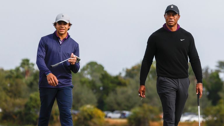 Woods is playing alongside his son Charlie at the Pro-Am in Orlando