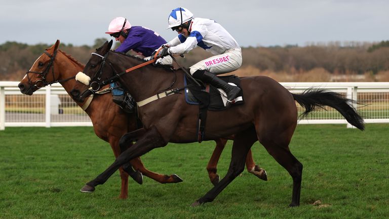 Titan Discovery ridden by Liam Harrison (right) wins The WB Wealth Handicap Hurdle from Toonagh Warrior on day one of the Howden Christmas Racing Weekend at Ascot