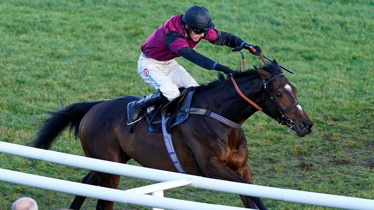 Harry Cobden riding Twinjets clear the last to win The Free Bet Nose Losers At BetGoodwin EBF &#39;National Hunt&#39; Novices&#39; Hurdle at Plumpton