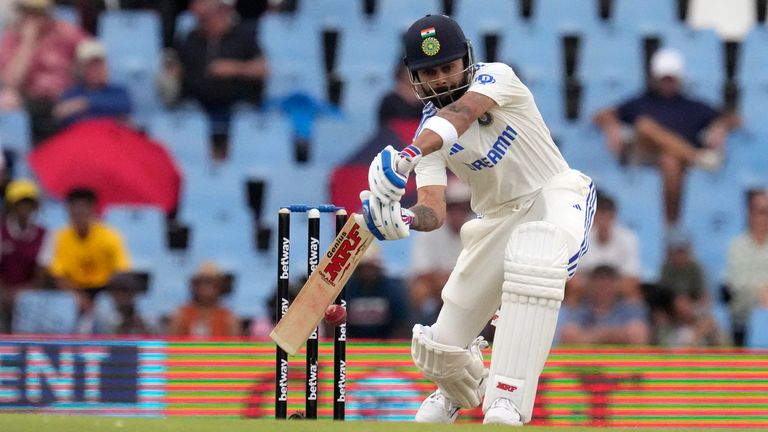 India&#39;s Virat Kohli hit 38 from 64 deliveries before he was dismissed by South Africa&#39;s Kagiso Rabada