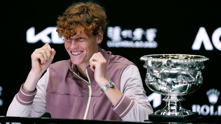 Italy's Jannik Sinner at a press conference following his win over Daniil Medvedev of Russia in the men's singles final at the Australian Open