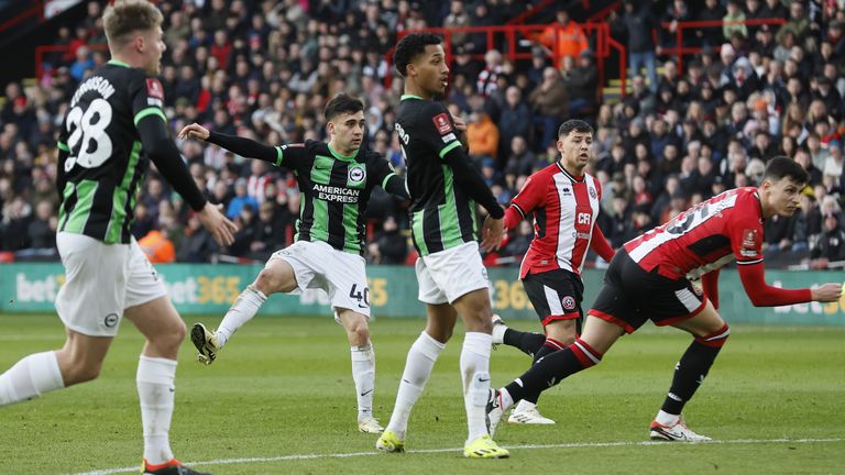 Facundo Buonanotte opens the scoring for Brighton at Sheffield United in the FA Cup fourth round