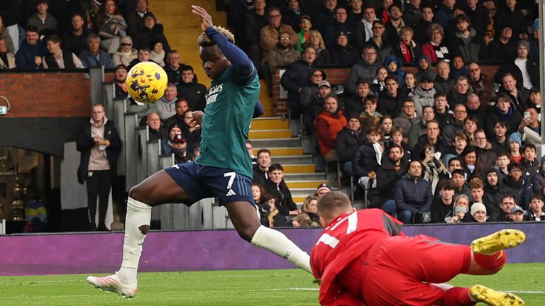 Bukayo Saka scores the opening goal early in the first half