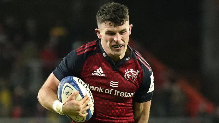 Munster Rugby v Aviron Bayonnais - Investec Champions Cup - Thomond Park
Munster's Calvin Nash (left) is tackled by Bayonne's Arthur Iturria during the Investec Champions Cup match at Thomond Park, Limerick. Picture date: Saturday December 9, 2023.