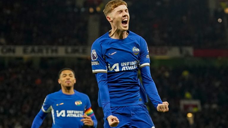 Chelsea&#39;s Cole Palmer celebrates after scoring his side&#39;s opening goal