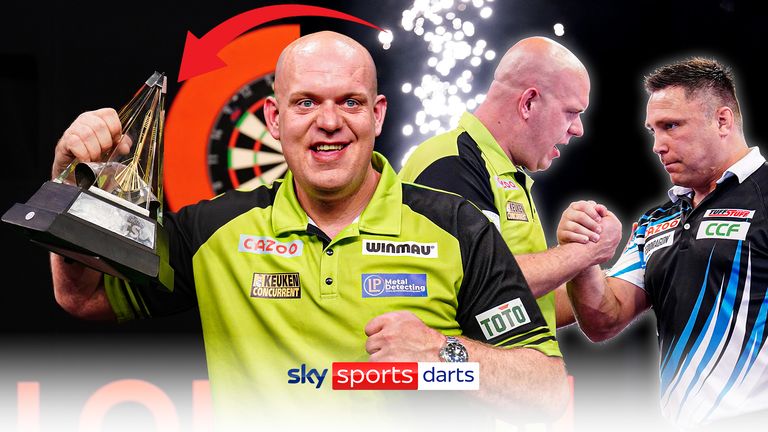 MICHAEL VAN GERWEN AND GERWYN PRICE PREMIER LEAGUE DARTS FINAL 2023