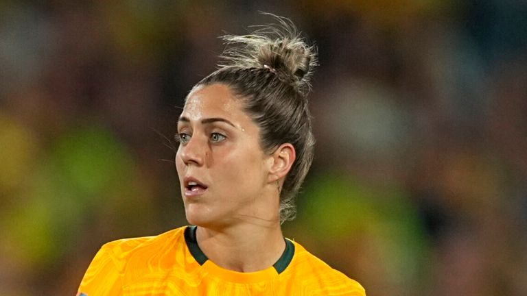 August 07 2023: Katrina Gorry (Australia) looks on during a FiFA Womens World Cup Roudn of sixteen game, Australia versus Denmark, at Emirates stadium, Sydney, Australia. Kim Price/CSM (Credit Image: .. Kim Price/Cal Sport Media) (Cal Sport Media via AP Images)