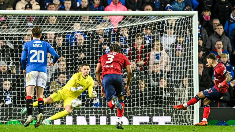 Kilmarnock&#39;s Daniel Armstrong scores from the penalty spot