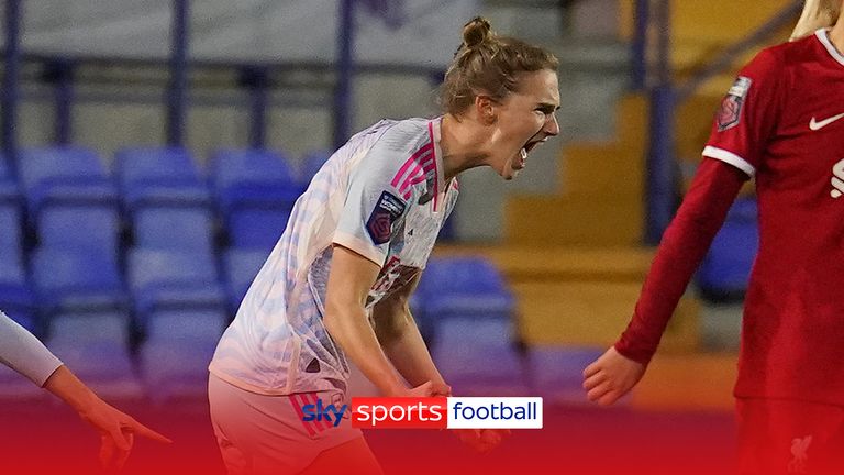 Vivianne Miedema scores her first goal for Arsenal since December 2022 to give them the lead against Liverpool.