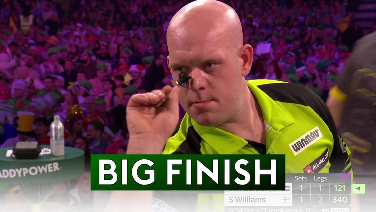 Van Gerwen hits this magnificent 121 finish during his quarter-final clash against Williams