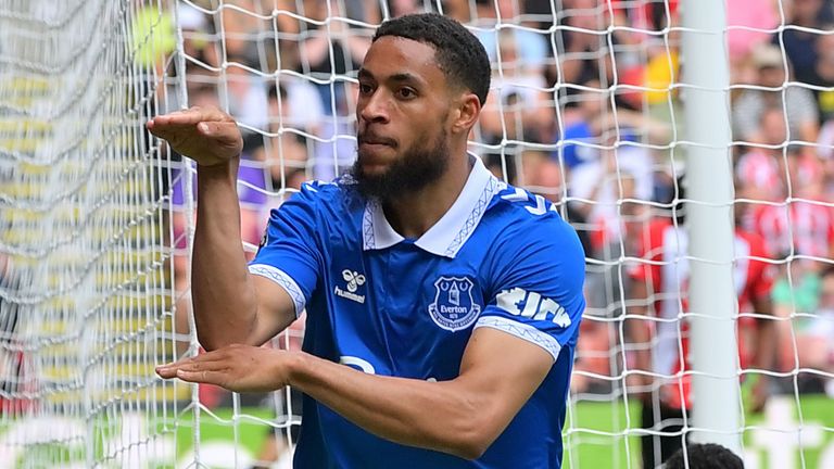 Arnaut Danjuma celebrates after equalising for Everton at Bramall Lane