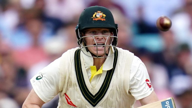 Steve Smith batting on day two of the fifth Ashes Test at The Oval