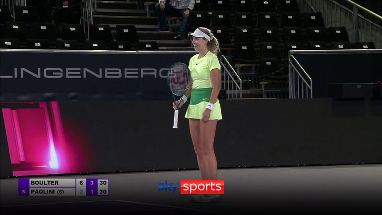 Katie Boulter&#39;s magnificent lob saw her bring up break point in the fifth game of the second set against Jasmine Paolini at the Linz Open.