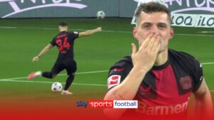 Read more about the article 'What a finish, what a start!' | Xhaka gives Leverkusen lead with screamer!