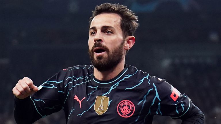 Bernardo Silva celebrates scoring his goal for Manchester City