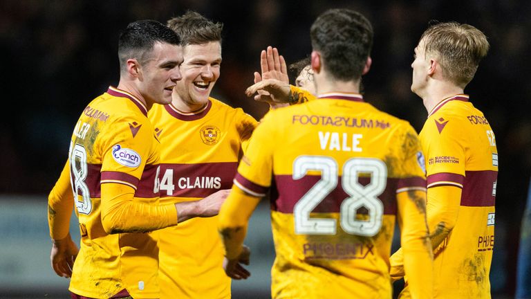 Blair Spittal celebrates scoring Motherwell's fourth goal