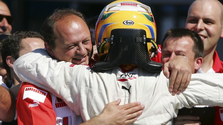 Lewis Hamilton and Frederic Vasseur