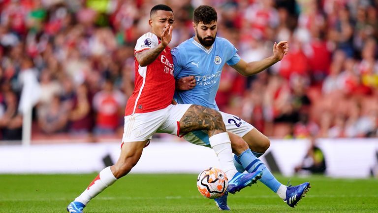 Gabriel Jesus and Josko Gvardiol in action at the Emirates Stadium