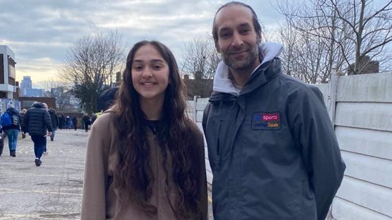 Layla Banaras with Sky Sports News' Dev Trehan at last season's FA Women's Championship clash between Birmingham at Blackburn Rovers at St Andrew's