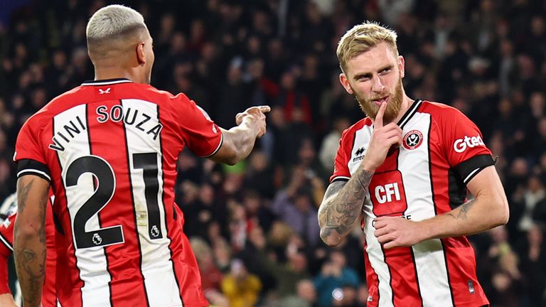 Oli McBurnie celebrates his equaliser