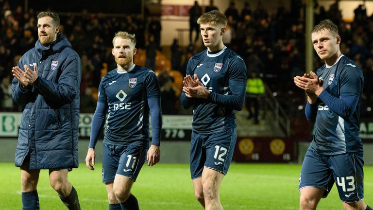 Ross County's Jordan White, Josh Sims, Max Sheaf and Josh Reid look dejected at full time