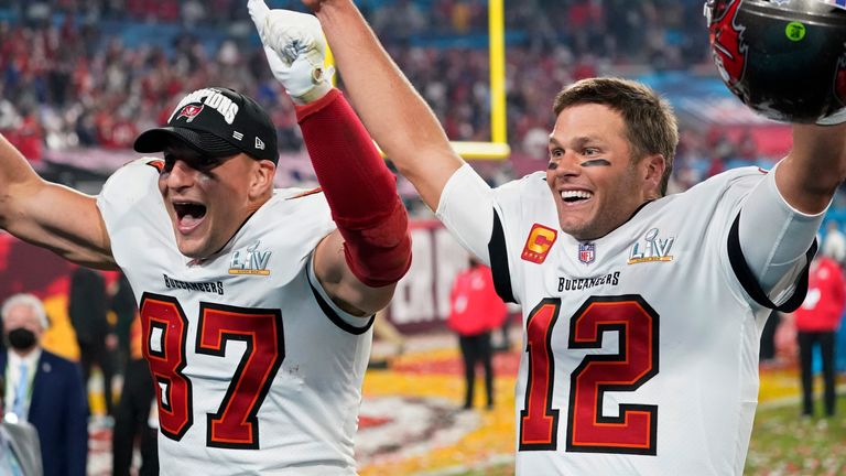 Rob Gronkowski and Tom Brady celebrate winning yet another Super Bowl together