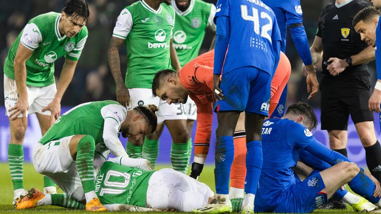 Martin Boyle was taken to hospital after the the collision with John Souttar