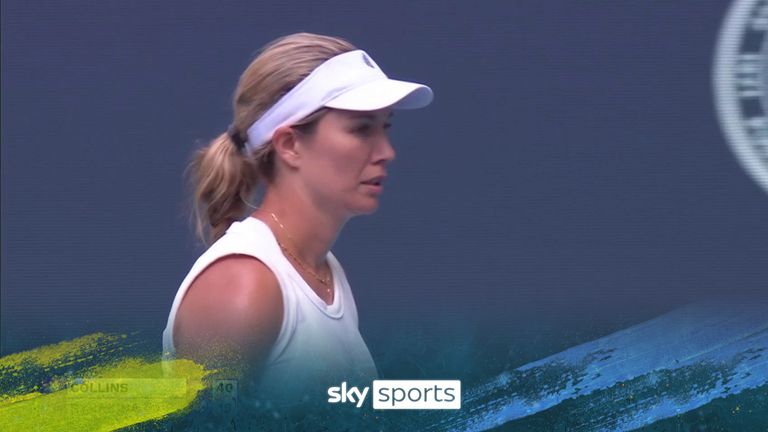 A look at Daniel Collins&#39; big backhand to put her into the lead in the Miami Open final against Elena Rybakina.