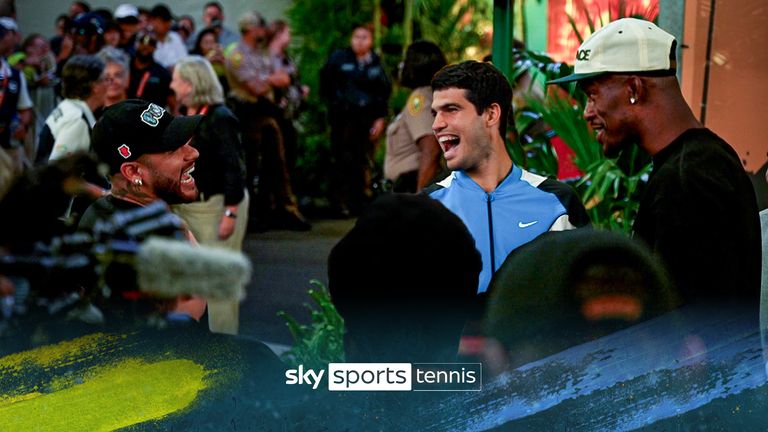 Jimmy Butler made Neymar and Carlos Alcaraz laugh during a meeting of sporting royalty at the Miami Open