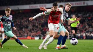 Read more about the article Kai Havertz: Brentford boss Thomas Frank believes Arsenal attacker should have been sent off before scoring winner | Football News