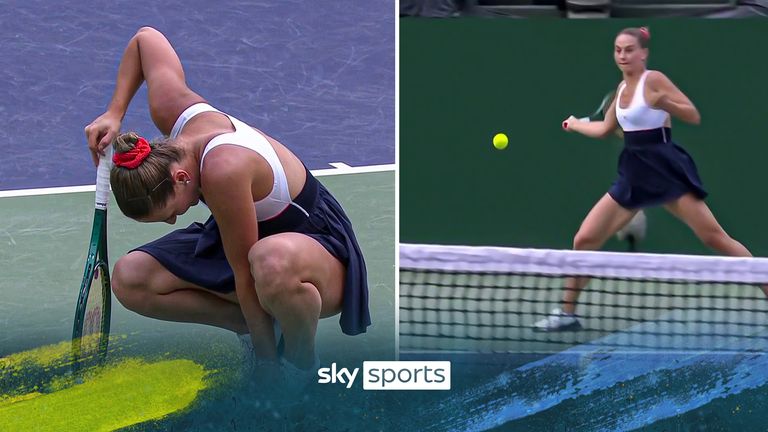 Marta Kostyuk during the semi-final of Indian Wells