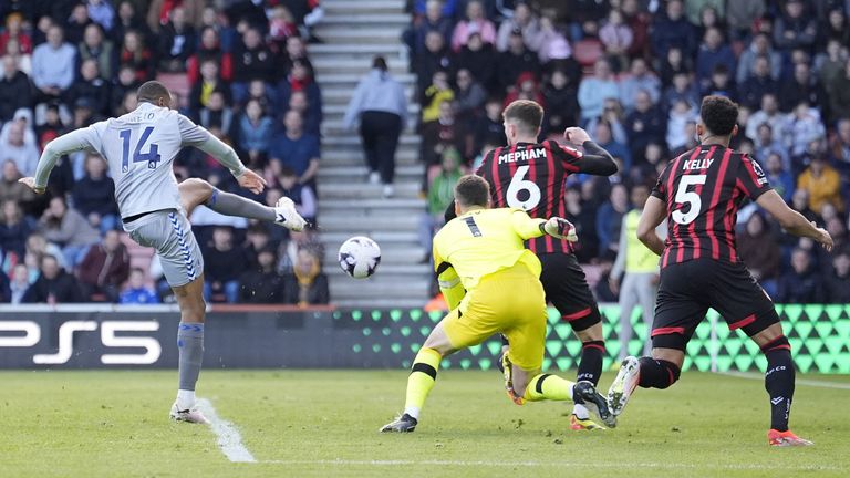 Beto scores a late equaliser for Everton