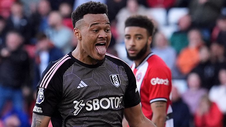 Rodrigo Muniz celebrates after equalising for Fulham against Sheffield United